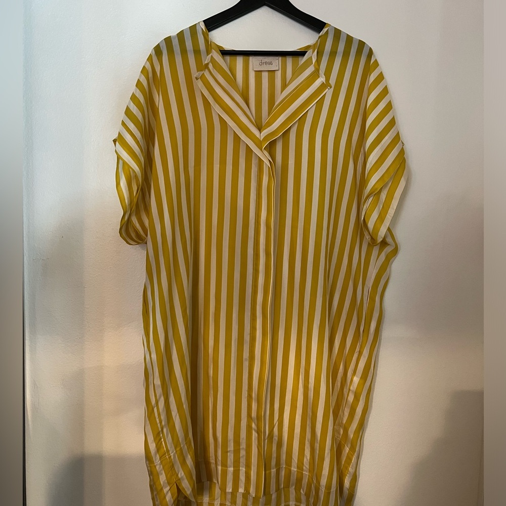 Forte-Forte dress pure silk with pockets yellow striped size M